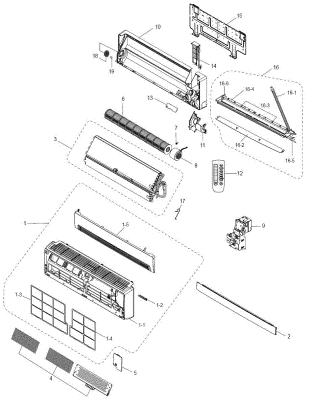 Schéma a zariadenie vnútornej jednotky klimatizácie: ventilátor, obežné koleso, demontáž, doska